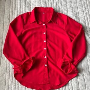 Vibrant Red Button-Up Shirt